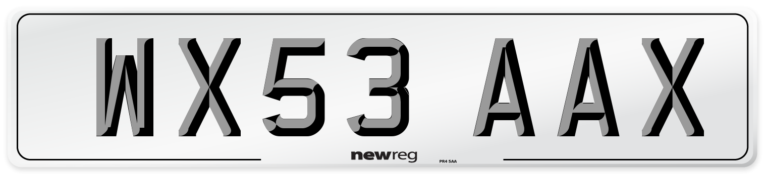 WX53 AAX Number Plate from New Reg